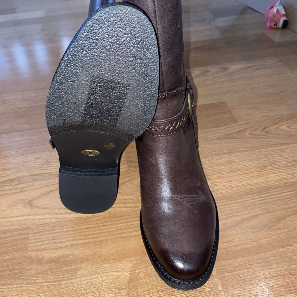 NEW Lucky Brand Maltet Leather Knee-High Riding Boots Size 7M Summer Haze Torte - Picture 11 of 13